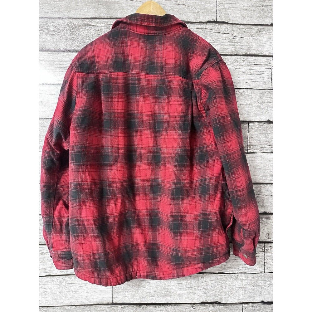 Dickies Jacket Mens Medium Red Buffalo Plaid Sherpa Lined Full Zip - Picture 3 of 5